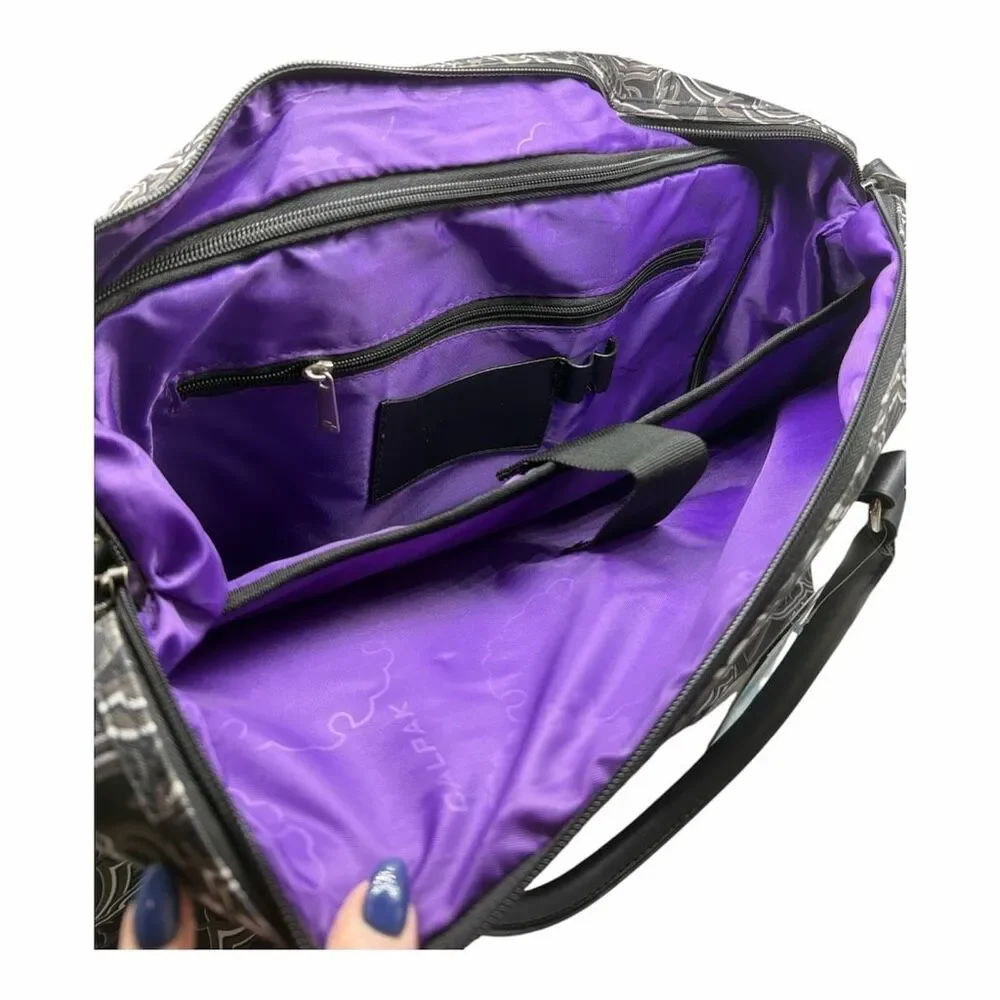 CALPAK Zanny Carry On Friendly Black Purple White Rolling Bag 3 Way Laptop Pouch